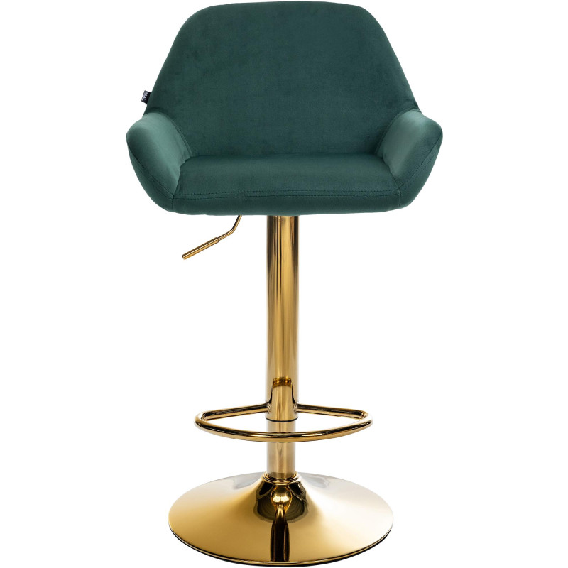 Tabouret de bar Braga en velours doré, vert foncé