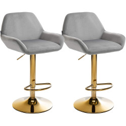 Set di 2 sgabelli da bar Braga Gold Velvet Grey