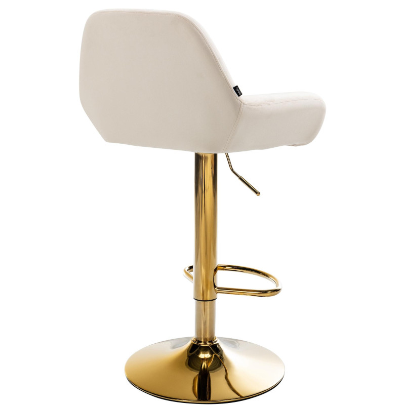 Juego de 2 taburetes de bar Braga de terciopelo dorado, color crema