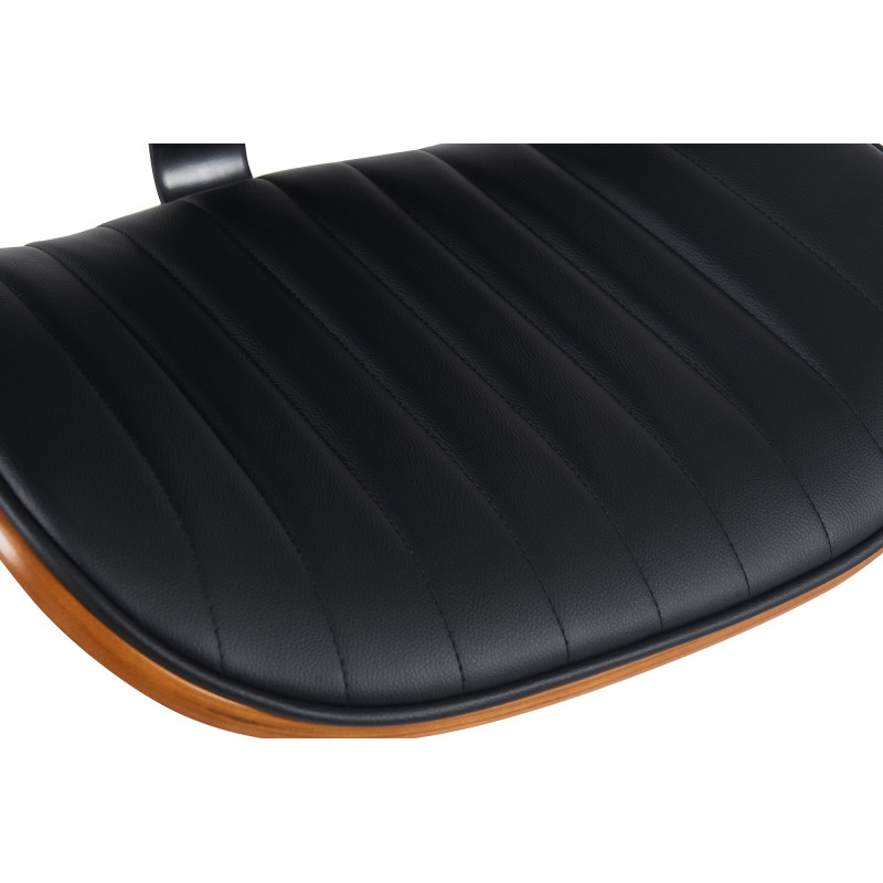 Tabouret de bar Clawson, similicuir, chrome, noyer/noir