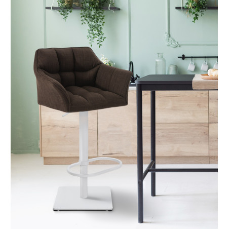 Tabouret de bar Damaso W en tissu marron