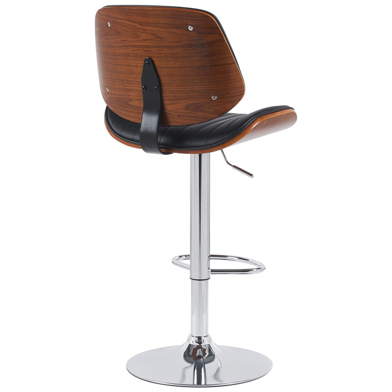 Tabouret de bar Clawson, similicuir, chrome, noyer/noir