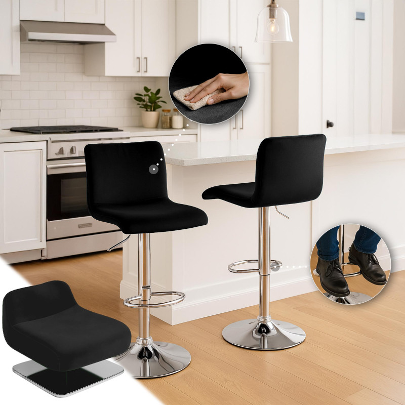 Tabouret de bar Hoover Velvet C, noir