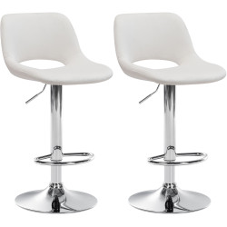 Ensemble de 2 tabourets de bar Camden, velours, chrome, crème