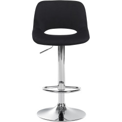 Ensemble de 2 tabourets de bar Camden, velours, chrome, noir