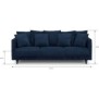 Canapé droit fixe 4 places - Tissu bleu - Classique - L 212 x P 93 cm - CONSTANCE