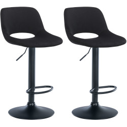 Lot de 2 tabourets de bar Camden en velours noir