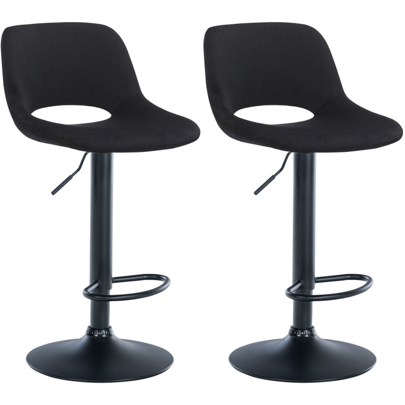 Lot de 2 tabourets de bar Camden en velours noir