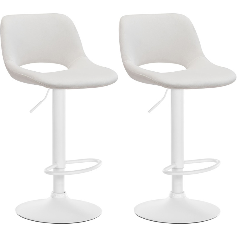 Set di 2 sgabelli da bar in velluto Camden, bianco/crema