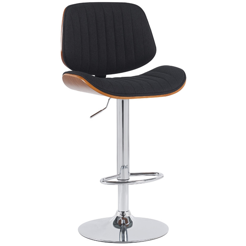 Tabouret de bar Clawson tissu chrome noyer/noir