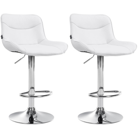 Set di 2 sgabelli da bar Vonore, similpelle, cromati, bianchi