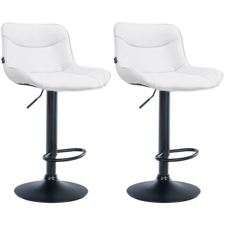 Lot de 2 tabourets de bar Vonore, similicuir, noir et blanc