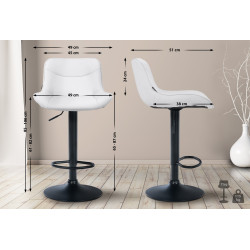 Lot de 2 tabourets de bar Vonore, similicuir, noir et blanc