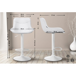 Set di 2 sgabelli da bar Vonore, similpelle, bianco