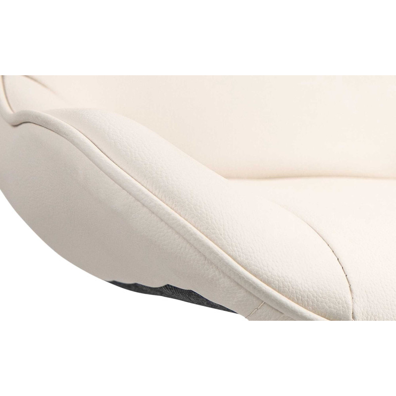 Lot de 2 tabourets de bar Vonore, similicuir, blanc/crème