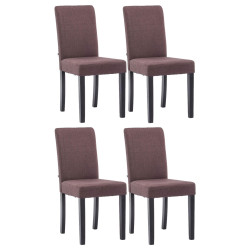Lot de 4 chaises de salle à manger Ina en tissu noir | brun