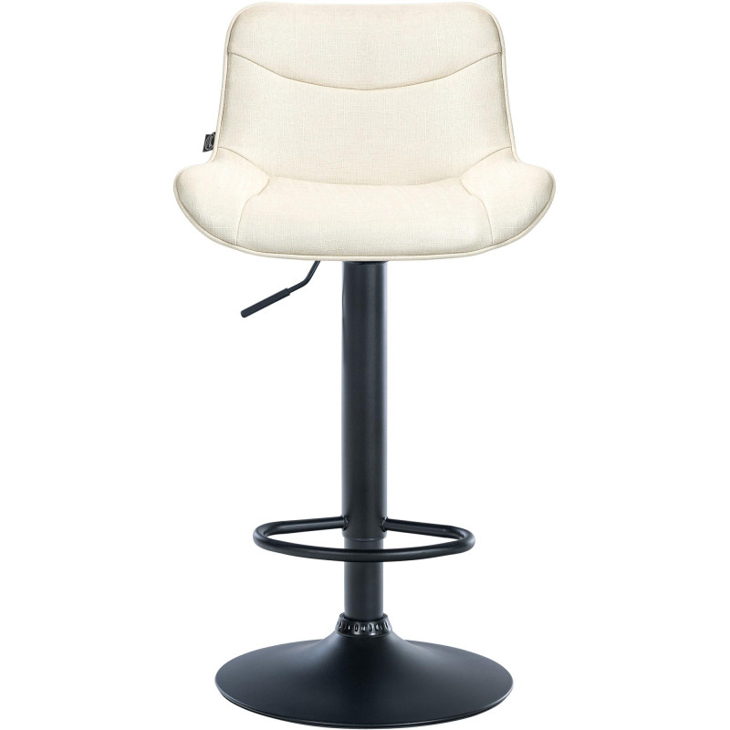 Conjunto de 2 banquetas de bar Vonore, em tecido, nas cores preto e creme.