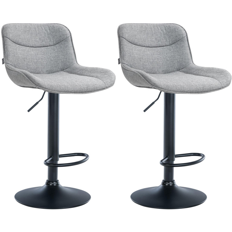 Lot de 2 tabourets de bar Vonore, en tissu, noir et gris