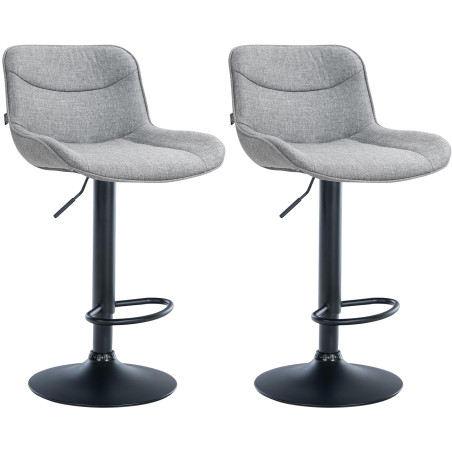 Lot de 2 tabourets de bar Vonore, en tissu, noir et gris
