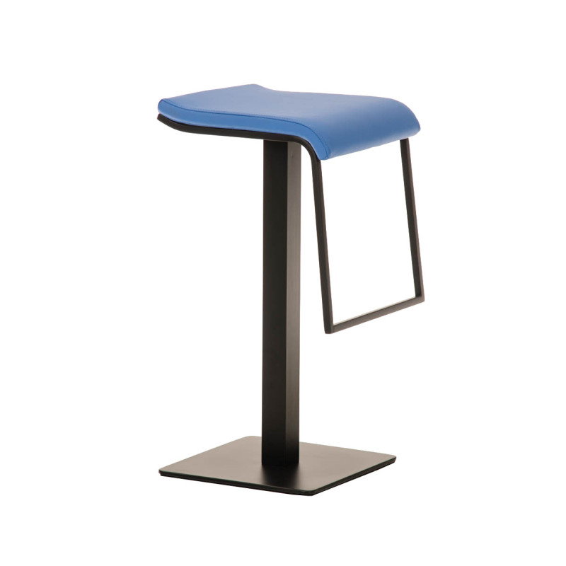 Tabouret de bar Lameng en cuir artificiel B78 bleu