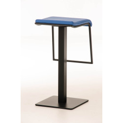 Tabouret de bar Lameng en cuir artificiel B78 bleu