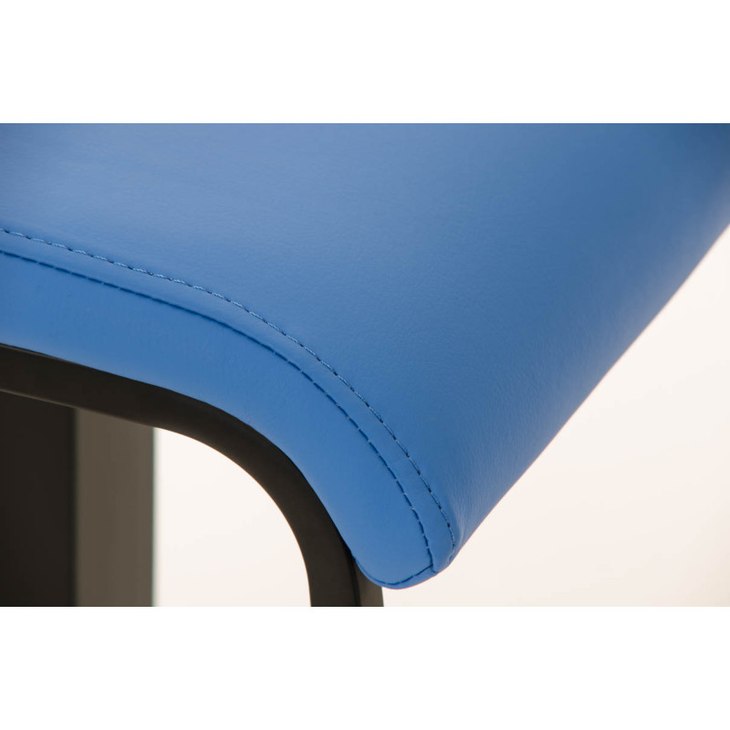 Tabouret de bar Lameng en cuir artificiel B78 bleu
