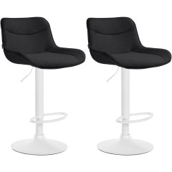 Lot de 2 tabourets de bar Vonore, tissu, blanc/noir
