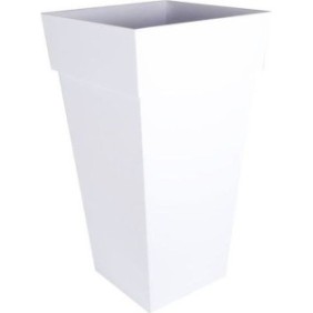 EDA Pot de fleurs XXL Toscane - Carré - 43,3 x 43,3 x H 80 cm - 98 L - Blanc