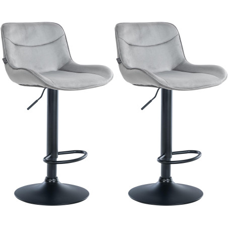 Ensemble de 2 tabourets de bar Vonore en velours, noir et gris