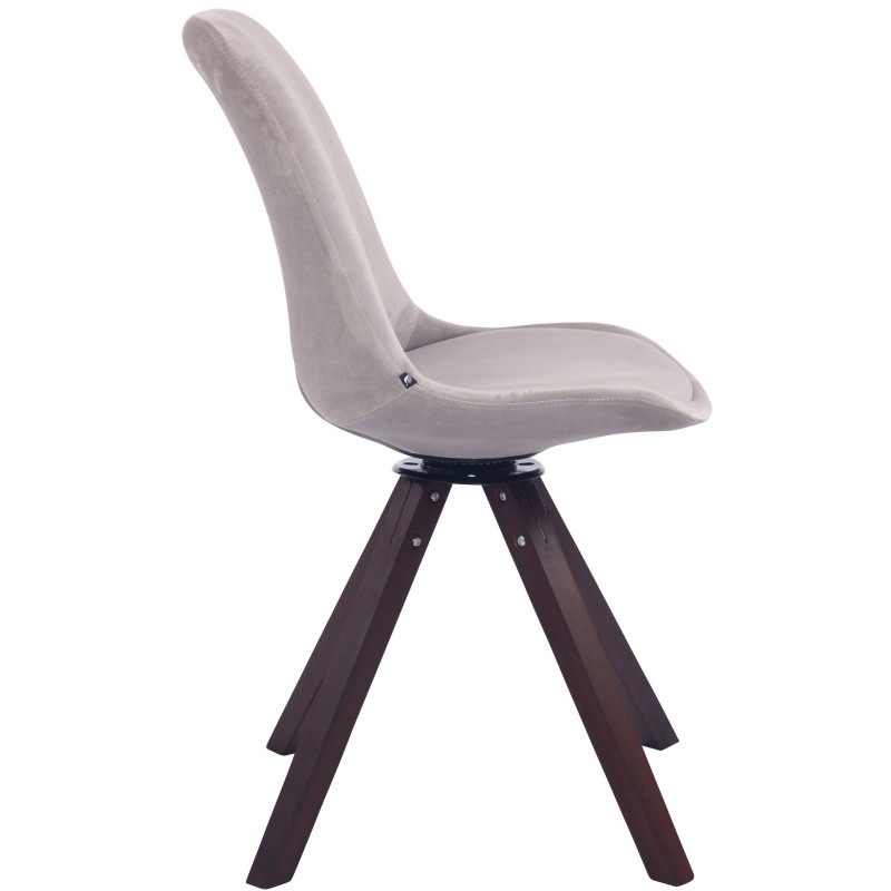 Chaise de salle à manger Troyes velours Carrée noyer | gris
