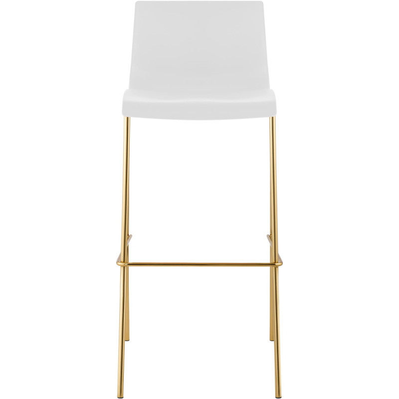Tabouret de bar Hoover, en plastique, à 4 pieds, doré et blanc