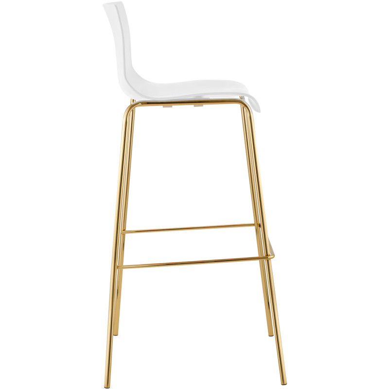 Tabouret de bar Hoover, en plastique, à 4 pieds, doré et blanc