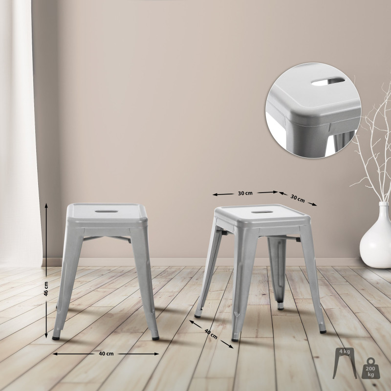 Tabouret argenté Armin