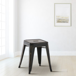 Tabouret Armin antique noir-or