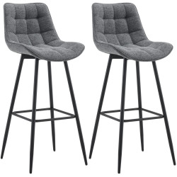 Conjunto de 2 banquetas de bar Dartford, tecido cinza escuro