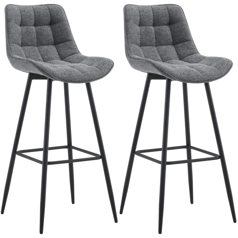 Conjunto de 2 banquetas de bar Dartford, tecido cinza escuro