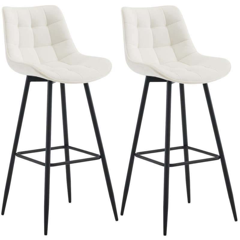Set di 2 sgabelli da bar in velluto Dartford, crema
