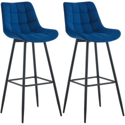 Ensemble de 2 tabourets de bar Dartford en velours bleu