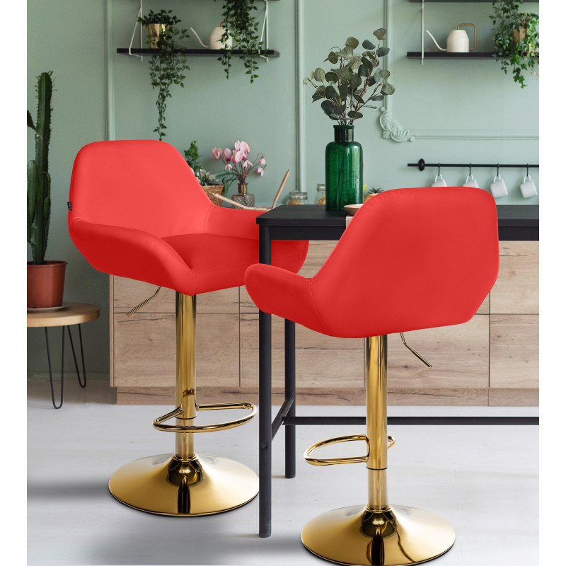 Sgabello da bar Braga Gold, similpelle rossa