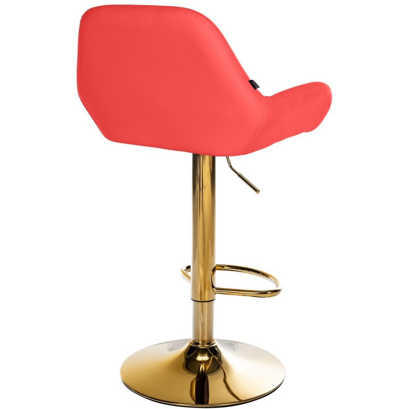 Tabouret de bar Braga Gold, similicuir rouge