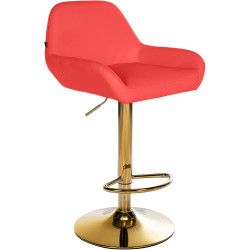Tabouret de bar Braga Gold, similicuir rouge