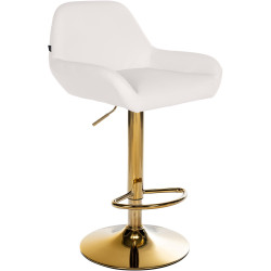 Tabouret de bar Braga Gold, similicuir blanc