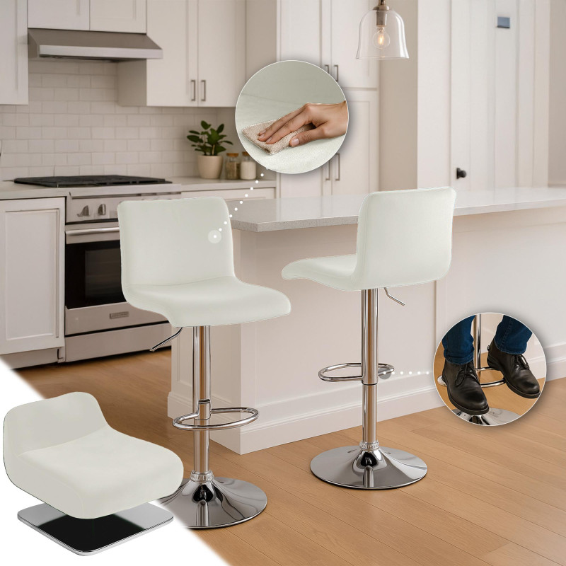 Taburete de bar de terciopelo Hoover C crema