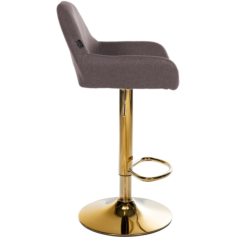 Tabouret de bar Braga Gold, tissu marron