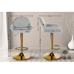 Taburete de bar Braga dorado en tela gris