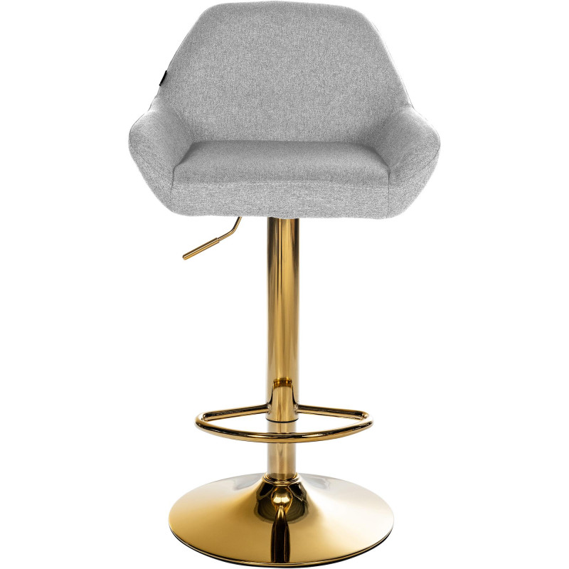 Tabouret de bar Braga doré en tissu gris