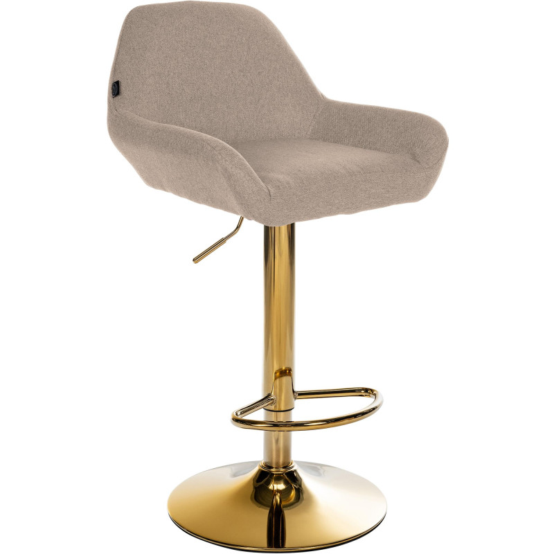 Tabouret de bar Braga Gold, tissu taupe