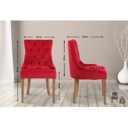 Chaise de salle à manger Aberdeen en velours antique clair | rouge