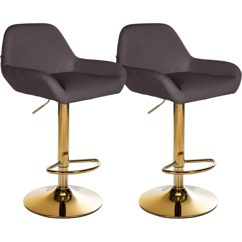 Ensemble de 2 tabourets de bar Braga Gold en similicuir marron