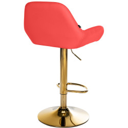 Ensemble de 2 tabourets de bar Braga Gold en similicuir rouge